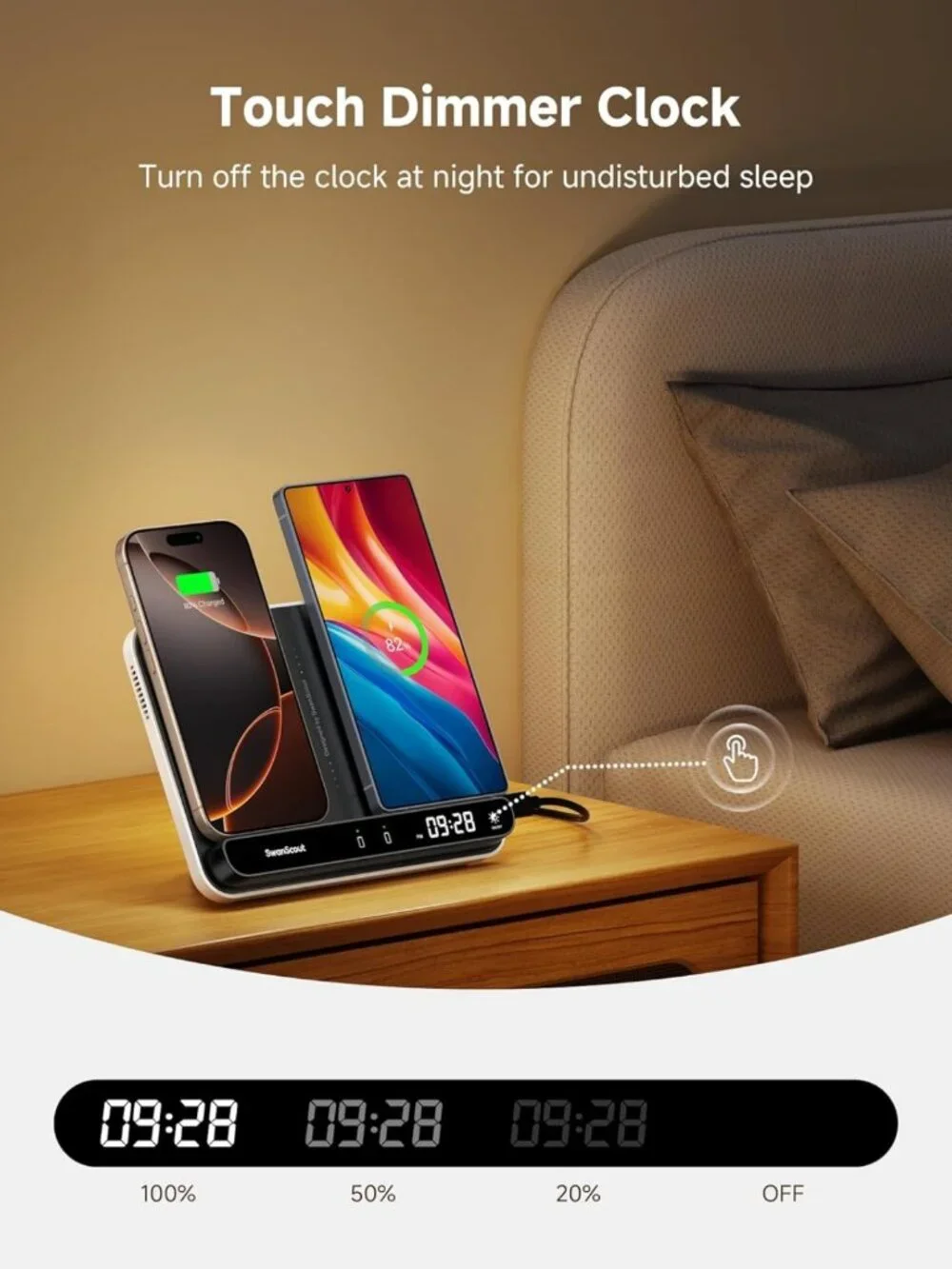 Foldable Dual Wireless Charger Stand for iPhone, Samsung, Google Pixel, AirPods